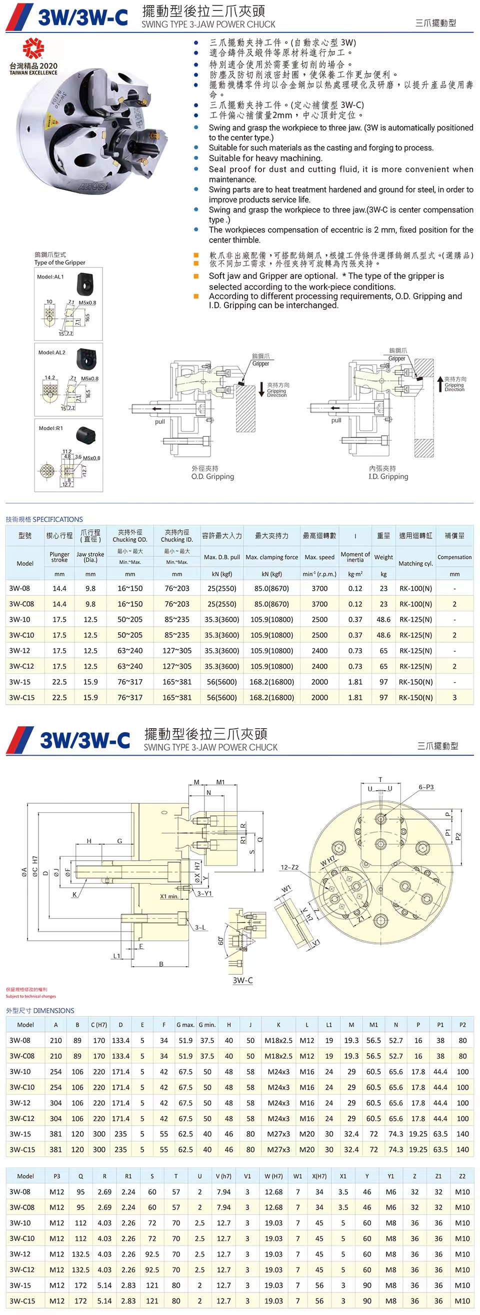 3W-C摆动补偿型后拉三爪卡盘(图1)